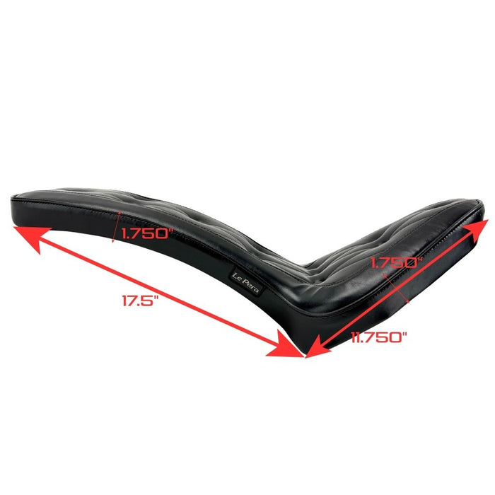 Le Pera Cobra Seat - Diamond Buttons - For Rigid Frame Choppers with stitched design on a blue background.