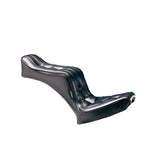 Black Le Pera Signature II 1-Piece Seat on a white bike with chrome details against a blue gradient background.