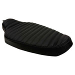 Upgrade your 1982-2003 Harley-Davidson Sportster with Sully's Customs Solo Seat—handmade in black leather, available in horizontal line or diamond quilted designs—for enhanced comfort and style.