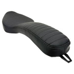 Two black, quilted Sully's Customs Cobra Seats for 1982-2003 Harley-Davidson Sportster featuring diamond stitching are crossed on a white background—perfect for upgrading your bike’s comfort and style.