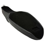 The Sully's Customs Camel Back Seat for 1982-2003 Harley-Davidson Sportster features black quilted, two-piece design with diamond stitching, offering comfort for rider and passenger—precision crafted by Sully’s Customs.