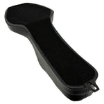 The Sully's Customs Camel Back Seat for 1982-2003 Harley-Davidson Sportster features black quilted, two-piece design with diamond stitching, offering comfort for rider and passenger—precision crafted by Sully’s Customs.