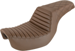 The Saddlemen Step-Up Seat for 2006-2017 Harley-Davidson Dyna features a diamond-stitched pattern, contoured design, and built-in lumbar support. Shown against a white background. Brand: Saddlemen.