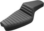 The Saddlemen Step-Up Seat for 1979-2003 Harley-Davidson Sportster features diamond-patterned stitching and a raised back, shown on a white background. This premium seat is made by Saddlemen.