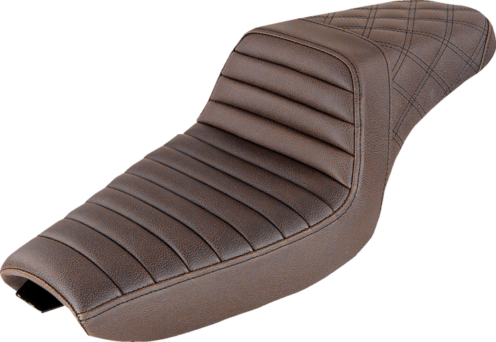 Saddlemen Step-Up Seats for 2004-2020 Harley-Davidson Sportster with 4.5-gallon tank come in brown or black, each with unique stitching and custom styles from Saddlemen.