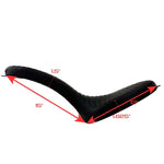 Two black motorcycle seats from Sully's Customs—a hardtail saddle with horizontal stitching and the Cobra Seat for Hardtail with a diamond quilted design—are shown from above, each built on a sturdy steel pan.