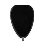 Two black, padded Sully's Customs Hardtail Cobra Seats for hardtails—each handmade in the USA: one with horizontal stitching, the other with diamond quilting.