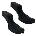 Upgrade your Harley-Davidson Sportster (2004-2006, 2010-2022) with Sully's Customs Camel Back Seat—available in black with a diamond quilted or horizontal stitched pattern for a stylish, custom look.