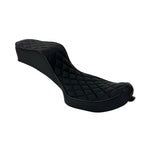 Upgrade your Harley-Davidson Sportster (2004-2006, 2010-2022) with Sully's Customs Camel Back Seat—available in black with a diamond quilted or horizontal stitched pattern for a stylish, custom look.
