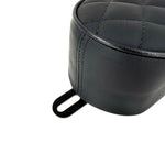 Upgrade your Harley-Davidson Sportster (2004-2006, 2010-2022) with Sully's Customs Camel Back Seat—available in black with a diamond quilted or horizontal stitched pattern for a stylish, custom look.