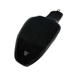 Two black, padded Sully's Customs Cobra Seats for 1996-2003 Harley-Davidson Dyna, featuring a quilted diamond pattern, are shown overlapping on a white background.