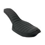 Two black, padded Sully's Customs Cobra Seats for 1996-2003 Harley-Davidson Dyna, featuring a quilted diamond pattern, are shown overlapping on a white background.