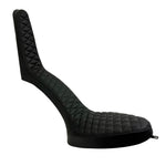 Two black Sully's Customs Slim King & Queen Seats for Hardtail, featuring high backrests and quilted patterns, are displayed side by side on a white background—ideal as stylish chopper seats.