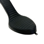 Two black Sully's Customs Slim King & Queen Seats for Hardtail, featuring high backrests and quilted patterns, are displayed side by side on a white background—ideal as stylish chopper seats.