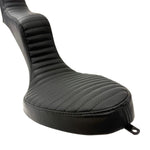 Two Sully's Customs King & Queen Seats for Hardtail, in black with high backrests and quilted stitching, shown side by side on a white background—ideal for enhancing your chopper's comfort and classic style.