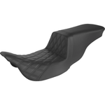 Replace the product in the sentence below with the given product name and brand name.
Sentence: Saddlemen Tour Step-Up Seat - Smooth - Black - FL '08-'23 with a Smooth Black Step-Up Seat.