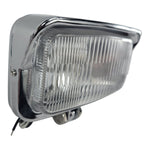 A classic Moto Iron® Rectangle Chopper Headlight - Chrome - Clear Lens on a white background.