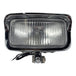 An image of a Moto Iron® Rectangle Chopper Headlight - Chrome - Clear Lens, on a white background.