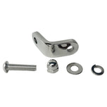 Two TC Bros. Springer Headlight Mounting Brackets with screws, washers, and nuts are shown on a white background. A partial view of a TC Bros. Springer Headlight Mounting Bracket and a motorcycle handlebar mirror appear in the lower right corner.