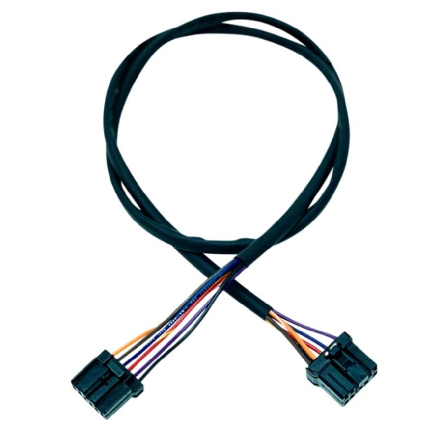 A black electrical Replacement Rear Fender Harness by Namz with multicolored wires leading to two plastic, Plug-and-Play Installation connectors.