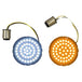 Two Genesis® 4 Amber/White LED Turn Signal Inserts, from Custom Dynamics, each with a wire harness attached, are ideal as plug-and-play front turn signals for your Harley XL, FX, and FL models.