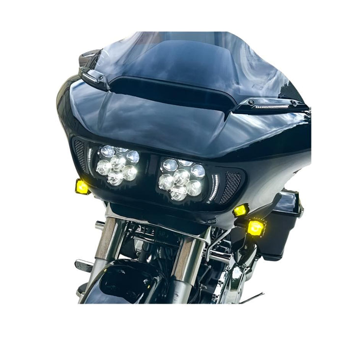 A close-up view of a black Harley Road Glide&