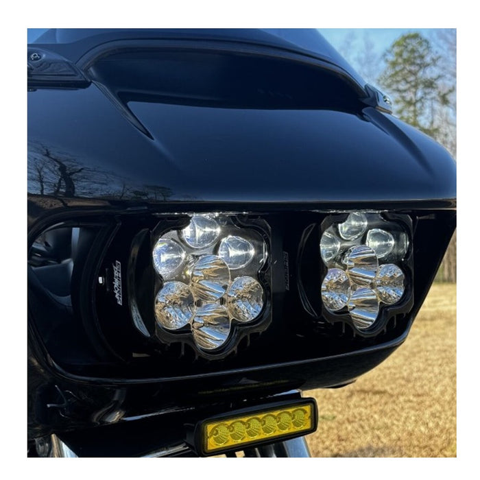 A close-up view of a black Harley Road Glide&