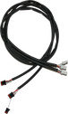 The Namz Complete Handlebar Switch Extension Kit by Namz features two black cables with multi-colored wires and white/black connectors, designed for 2014-up Harley-Davidson Touring models and compatible with CAN bus systems.