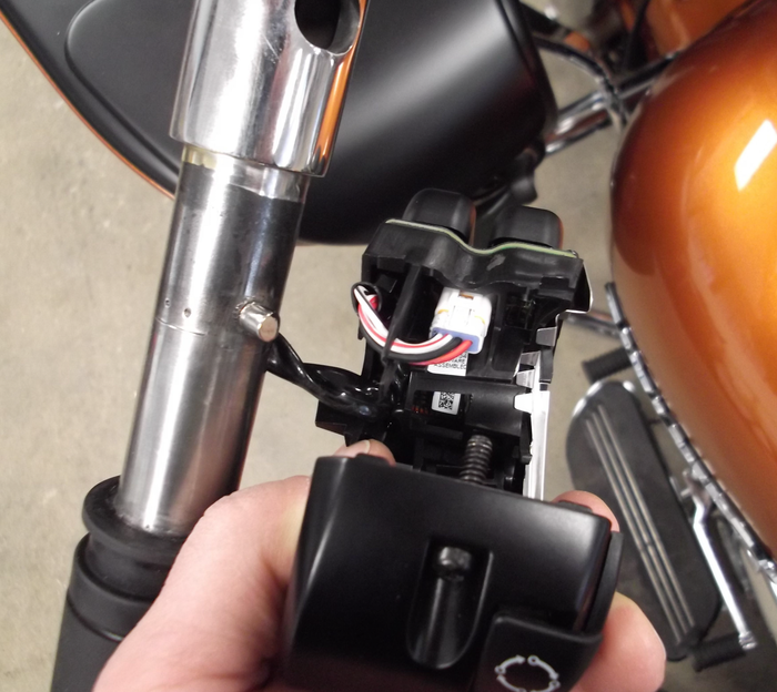 The Namz Complete Handlebar Switch Extension Kit by Namz features two black cables with multi-colored wires and white/black connectors, designed for 2014-up Harley-Davidson Touring models and compatible with CAN bus systems.