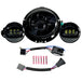 Collage of Moto Iron® 7" LED Headlight Conversion Inserts in various styles, with wiring harnesses and connectors, ideal for Harley-Davidson, all displayed on a white background.