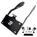 Black metal TC Bros. License Plate Relocation Bracket for 2010-2022 Harley-Davidson Sportster with mounting hardware for saddlebag installation.