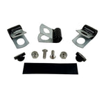 Black metal TC Bros. License Plate Relocation Bracket for 2010-2022 Harley-Davidson Sportster with mounting hardware for saddlebag installation.