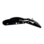Black metal TC Bros. License Plate Relocation Bracket for 2010-2022 Harley-Davidson Sportster with mounting hardware for saddlebag installation.