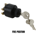 Three Moto Iron® metal ignition switches, including the Moto Iron Universal Ignition Switch, are arranged diagonally on a white background. Each switch displays exposed terminals and comes with attached keys.