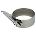 The Moto Iron® Single Gauge Mounting Kit for Harley-Davidson—Chrome includes a metal bracket, clamps, zip ties, fittings, and a chrome gauge mount plate, all arranged on a white background.