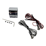 The HardDrive Handlebar Button Mini Switch Kit by HardDrive includes mounting hardware, wiring for internally-wired handlebars, and connector. Available in matte black, chrome, gold, and brushed metal finishes.