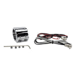 The HardDrive Handlebar Button Mini Switch Kit by HardDrive includes mounting hardware, wiring for internally-wired handlebars, and connector. Available in matte black, chrome, gold, and brushed metal finishes.