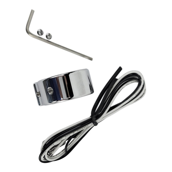 A set of HardDrive Single Handlebar Switch Kit - Chrome - 1" and a metal switch kit.