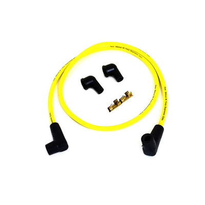A Yellow Suppression Core 7mm Universal Spark Plug Wire Kit - Black Ends by Wyatt Gatling on a white background.