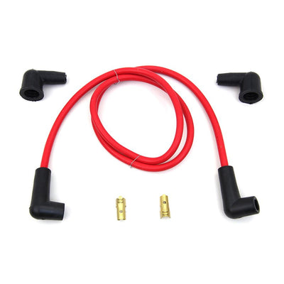 A set of Red 7mm Universal Spark Plug Wire Kit - Black Ends by Wyatt Gatling that enhance motor performance.