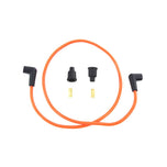 An Orange 7mm Wyatt Gatling Spark Plug Wire Kit with black connectors.