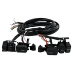 The Moto Iron® 8" Handlebar Wiring Extension Kit With Switches for Harley-Davidson 2007-2013 features wired buttons for horn, lights, turn signals, start, and engine functions.