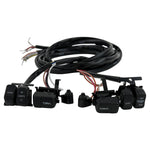 The Moto Iron® 8" Handlebar Wiring Extension Kit with Switches for Harley-Davidson 1996-2006 includes wired switches for horn, lights, turn signals, engine start, and stop—all with organized wiring for easy installation.