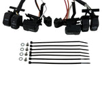The Moto Iron® 8" Handlebar Wiring Extension Kit With Switches for Harley-Davidson 2007-2013 features wired buttons for horn, lights, turn signals, start, and engine functions.