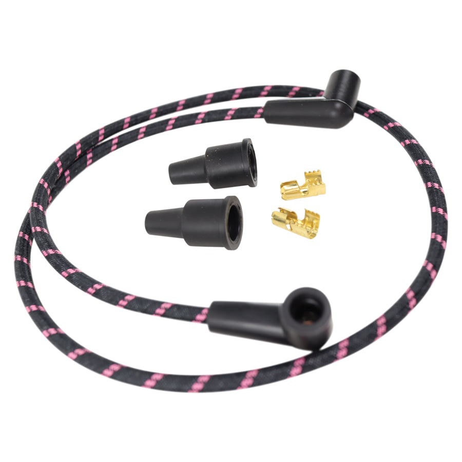 High-quality spark plug wire kit with braided cloth jacket and gold-plated connectors by Wyatt Gatling.
