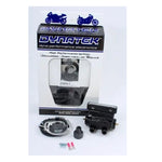 An Dual-Fire Ignition Kit for Harley Davidson Big Twin, Dyna, and Sportster models and accessories including a bracket, electrical connector, and various mounting hardware on a white background are components of the Dynatek ignition systems.