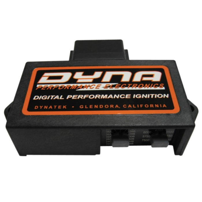 A black rectangular electronic device labeled "Dynatek TC88 Performance Ignition Module - For &