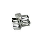 Four Moto Iron® Brake/Clutch Mounted Switches and black handlebar switch housings are arranged diagonally on a white background.
