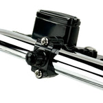 Four Moto Iron® Brake/Clutch Mounted Switches and black handlebar switch housings are arranged diagonally on a white background.