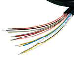 The Moto Iron® 8" Handlebar Wiring Extension Kit with switches for Harley-Davidson 1996-2006 includes wired switches for indicators, horn, lights, start, and run plus multicolored wires—ideal as a handlebar extension.